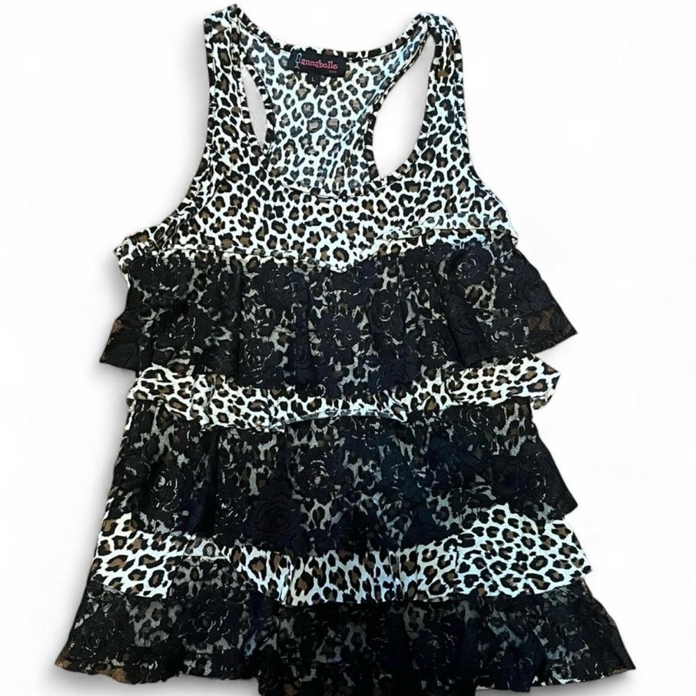 Annabelle Leopard Print Black Lace Tank Top